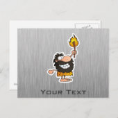 Cartoon Caveman; Metaalblik Briefkaart (Voorkant / Achterkant)
