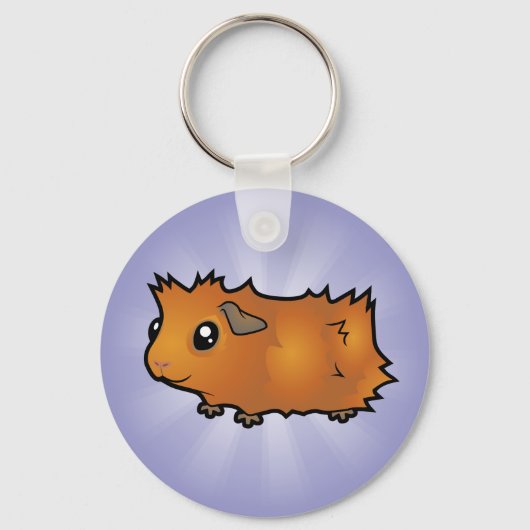 Cartoon Cavia (ruig) Sleutelhanger (Voorkant)