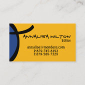 Cartoon Cell - blauw en geel Visitekaartje (Achterkant)