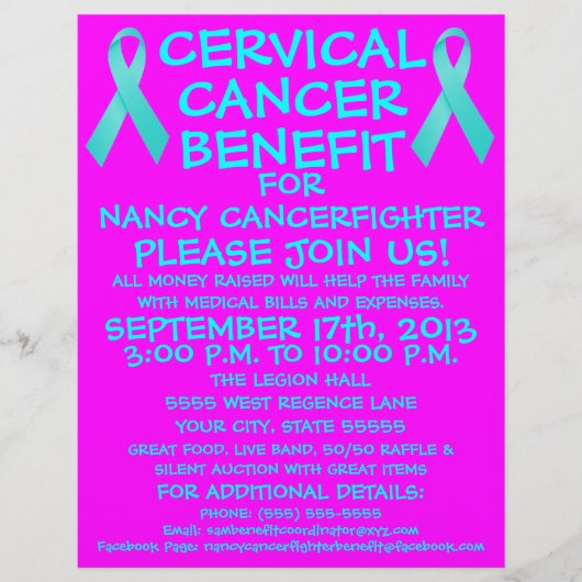 Cartoon Cervical Cancer Benefit Flyer (Voorkant)