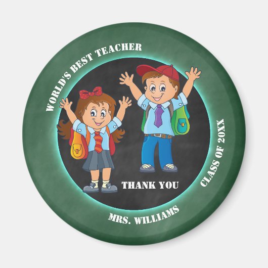 Cartoon Chalkboard leraar bedankt Magnet (Voorkant)