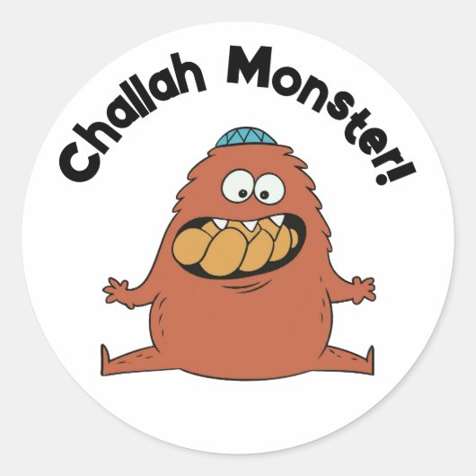 Cartoon Challah Monster Shabbat Sticker (Voorkant)