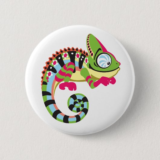 cartoon chameleon ronde button 5,7 cm (Voorkant)
