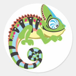 cartoon chameleon ronde sticker