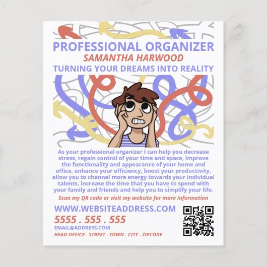 Cartoon Chaos Design, Professional Organizer Flyer (Voorkant)