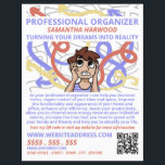 Cartoon Chaos Design, Professional Organizer Flyer<br><div class="desc">Het ontwerp van de Chaos van de cartoon,  de Professionele Organisator Adverteren brochures door de opslag van het Visitekaartje.</div>