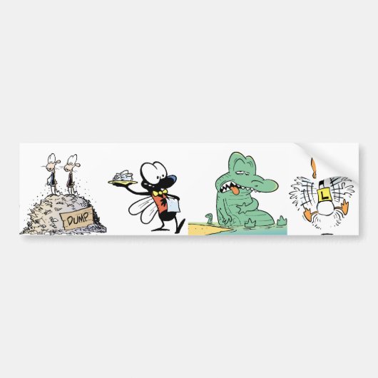 Cartoon Character Animals Bumpersticker (Voorkant)