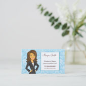 Cartoon Character Blue Damask Visitekaartjes (Staand voorkant)