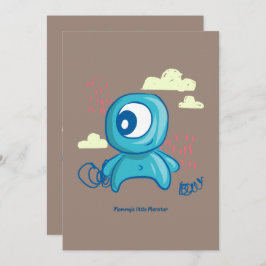 Cartoon Character Hand Drawn Blue Monster Art Kaart