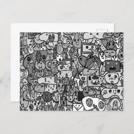 Cartoon Character Hand Drawn Toss Pattern Briefkaart