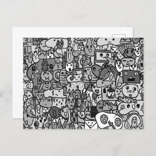 Cartoon Character Hand Drawn Toss Pattern Briefkaart