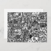 Cartoon Character Hand Drawn Toss Pattern Briefkaart (Voorkant / Achterkant)