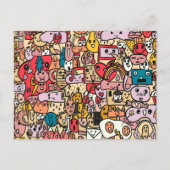 Cartoon Character Hand Drawn Toss Pattern Briefkaart (Voorkant)