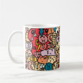 Cartoon Character Hand Drawn Toss Pattern Koffiemok (Links)
