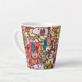 Cartoon Character Hand Drawn Toss Pattern Latte Mok (Linkerhoek)