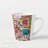 Cartoon Character Hand Drawn Toss Pattern Latte Mok (Rechts)