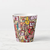 Cartoon Character Hand Drawn Toss Pattern Latte Mok (Voorkant)