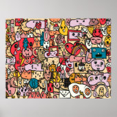 Cartoon Character Hand Drawn Toss Pattern Poster (Voorkant)