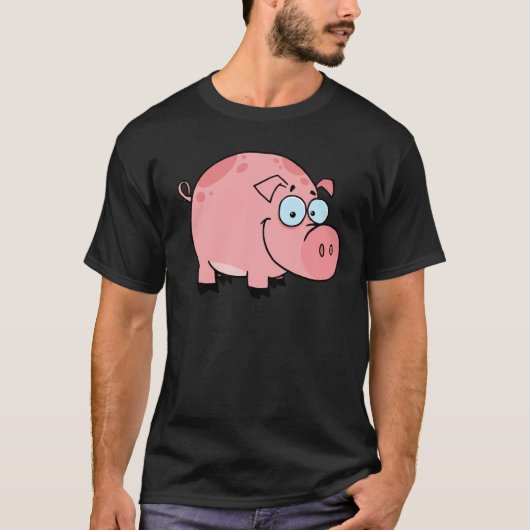 Cartoon Character Happy Pig T-shirt (Voorkant)