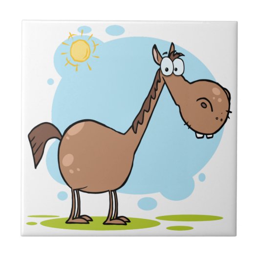 Cartoon Character Horse Tegeltje (Voorkant)