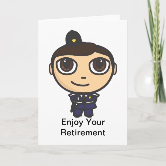 Cartoon Character Policeman Retirement Kaart (Voorkant)