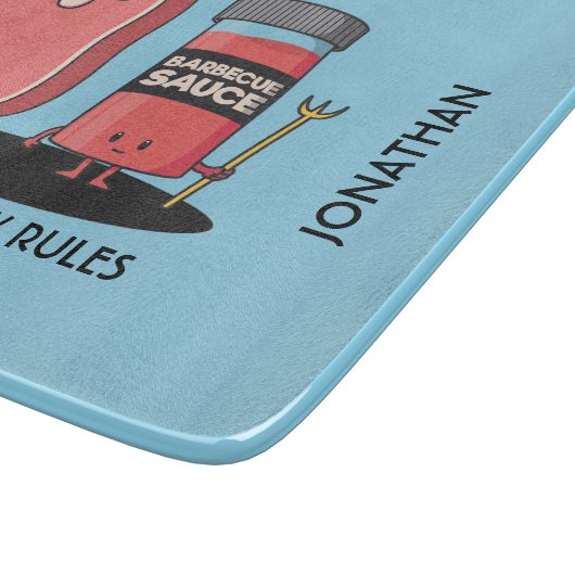 Cartoon Characters Steak & Sauce BBQ Chef Snijplank (Hoek)