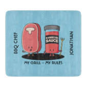 Cartoon Characters Steak & Sauce BBQ Chef Snijplank (Voorkant)