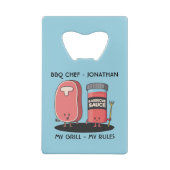 Cartoon Characters Steak & Sauce Custom BBQ Chef Creditkaart Flessenopener (Achterkant)