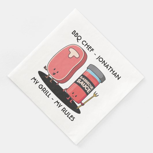 Cartoon Characters Steak & Sauce Custom BBQ Chef Servet (Hoek)