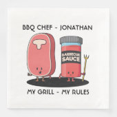 Cartoon Characters Steak & Sauce Custom BBQ Chef Servet (Voorkant)