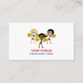 Cartoon Cheerleader Design, Cheerlead Coach Visitekaartje (Voorkant)