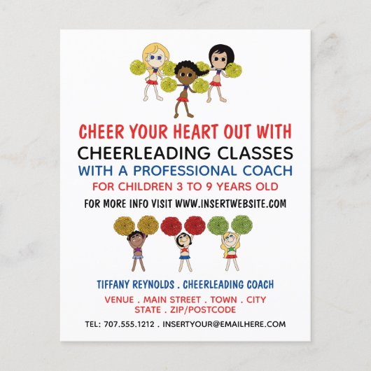 Cartoon Cheerleader Design, supertoonaangevende kl Flyer (Voorkant)