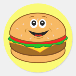 Cartoon Cheeseburger Ronde Sticker
