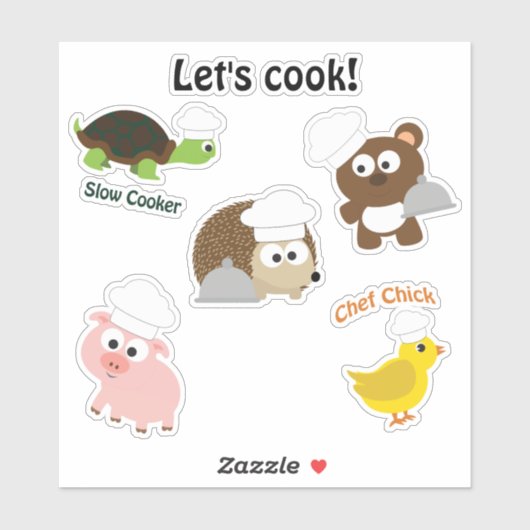 Cartoon Chef Animals sticker set (Vel)