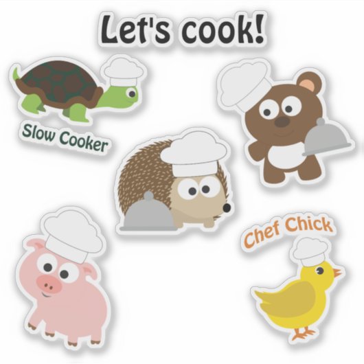 Cartoon Chef Animals sticker set (Voorkant)