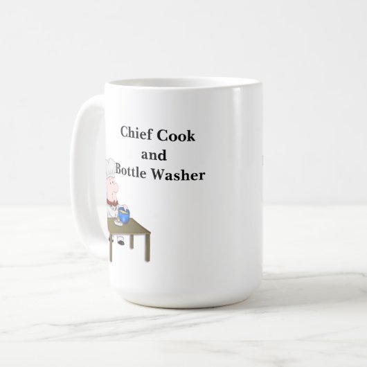 Cartoon Chef, "Chief Cook and Bottle Washer" Koffiemok (Voorkant links)