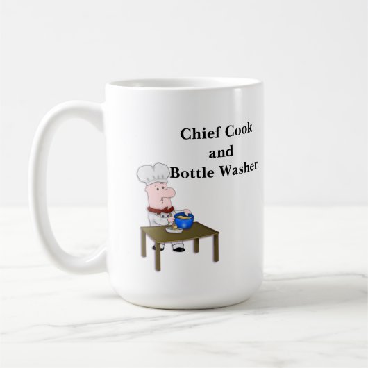 Cartoon Chef, "Chief Cook and Bottle Washer" Koffiemok (Links)