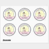 Cartoon Chef Girl Ronde Sticker (Vel)