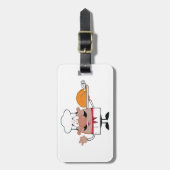 Cartoon Chef Holding Roast Turkije Bagagelabel (Voorkant verticaal)