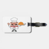 Cartoon Chef Holding Roast Turkije Bagagelabel (Achterkant horizontaal)