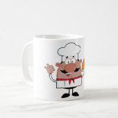 Cartoon Chef Holding Roast Turkije Koffiemok (Voorkant links)