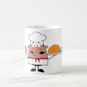 Cartoon Chef Holding Roast Turkije Koffiemok (Center)