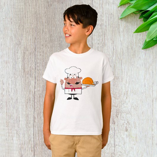Cartoon Chef Holding Roast Turkije T-shirt