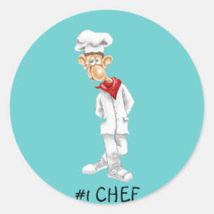 Cartoon Chef met grappige woorden Ronde Sticker