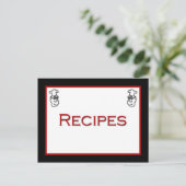 Cartoon Chef Red Black White Recipcard Briefkaart (Staand voorkant)
