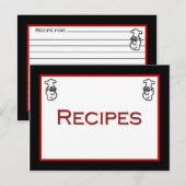 Cartoon Chef Red Black White Recipcard Briefkaart (Voorkant / Achterkant)