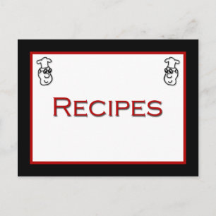 Cartoon Chef Red Black White Recipcard Briefkaart