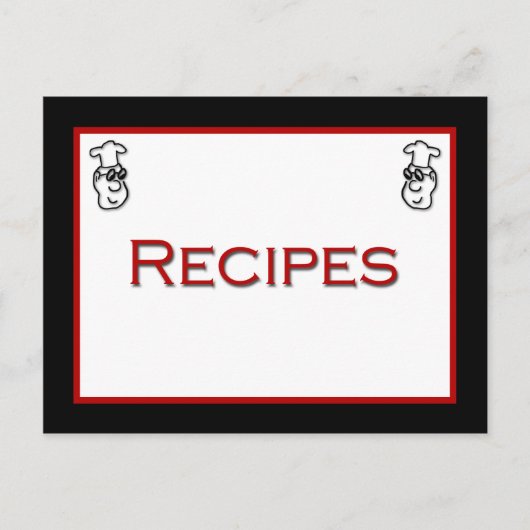 Cartoon Chef Red Black White Recipcard Briefkaart (Voorkant)