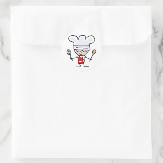 Cartoon chef-stickers ronde sticker (Tas)
