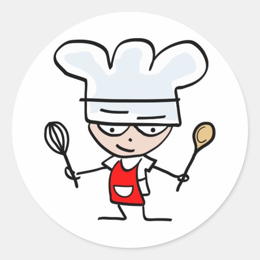 Cartoon chef-stickers ronde sticker (Voorkant)
